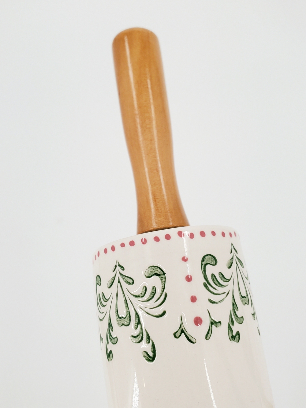 Anthroplogie Maelle Rolling Pin With Wood Handle - White, Green & Pink